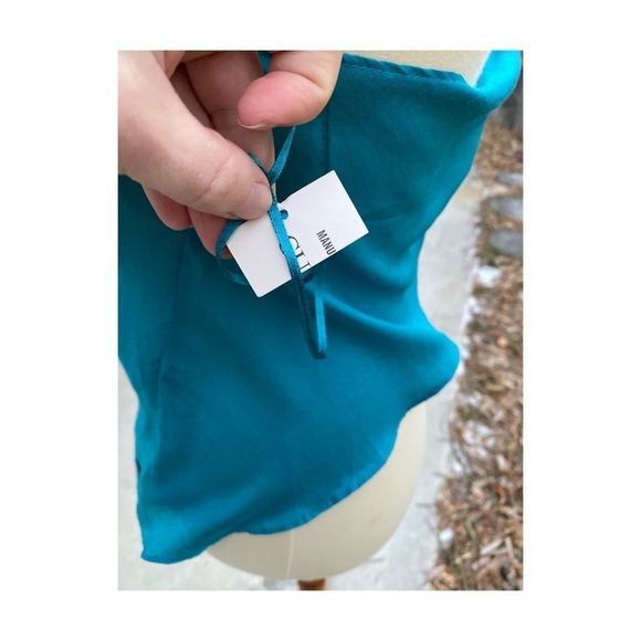 Y2K Teal GUESS Siouxi Dream Top Silk Cotton Open Deadstock NWT Sz XS - Picture 3 of 15